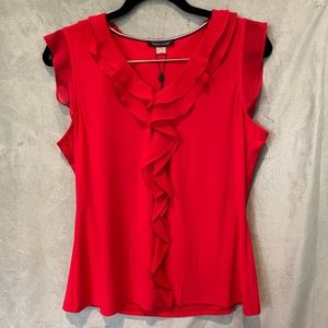 NWT Tommy Hilfiger Red Blouse with Ruffles Size Large